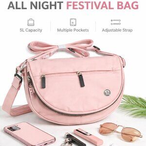Lululemon All Night Festival Bag 5L Pink Haze/Black Crossbody Shoulder Bag